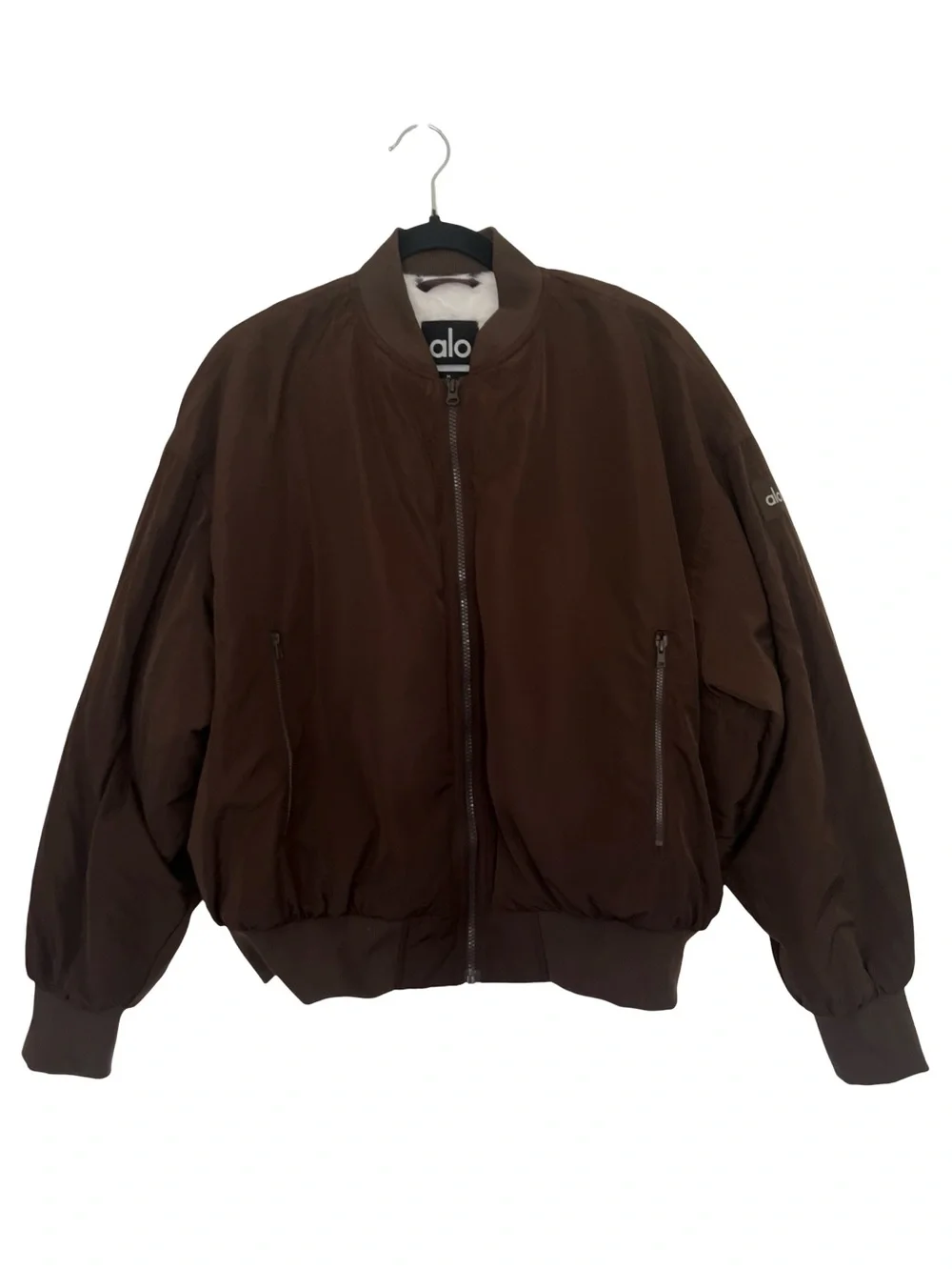 Alo Yoga Brown Faux Fur Lined Urbanite Bomber Jacket Medium